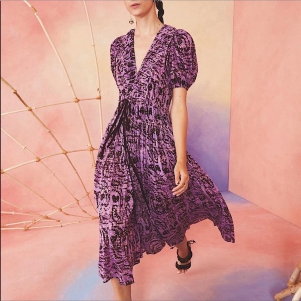 Ulla Johnson Purple Printed Midi Dress